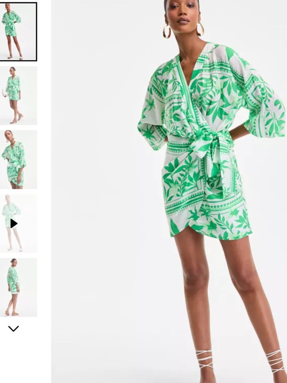 Wrap Dress Mini Asian Floral Tropical